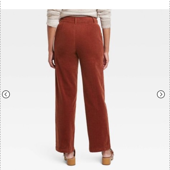 Women's High-Rise Wide Leg Corduroy Pants | Burnt Orange | Knox Rose | Size 6 - Picture 3 of 11